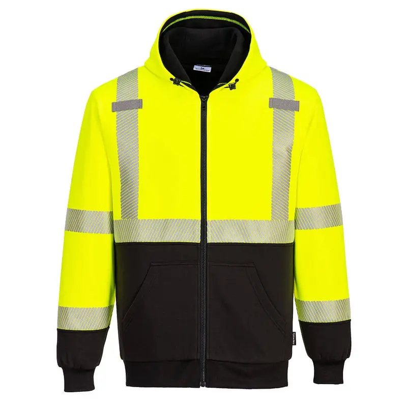 Portwest Hi-Vis Contrast Zipped Winter Hoodie Yellow/Black #Ub325 1