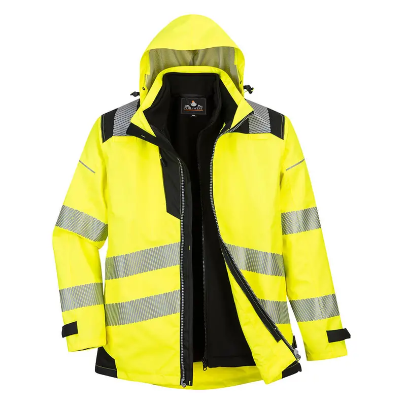 Portwest Men's Pw3 Hi-Vis 3-In-1 Rain Jacket 1