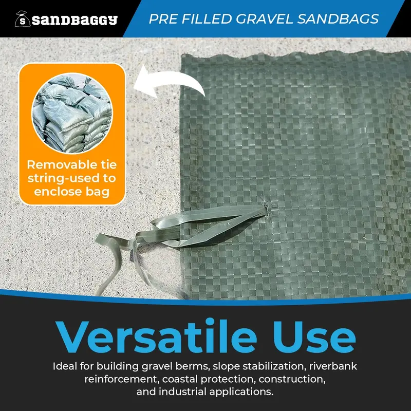 Pre-Filled Gravel Sandbags For Erosion Control - 14" X 26", 30 Lb Bags By Pallet 9