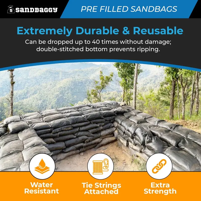 Pre-Filled Heavy Duty Sandbags For Flooding – 14” X 26”, 30Lb Bags By Pallet 6