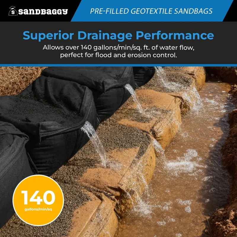 Pre-Filled Non Woven Geotextile Sandbags For Flooding - 14” X 26”, 30 Lb Bags By Pallet 7