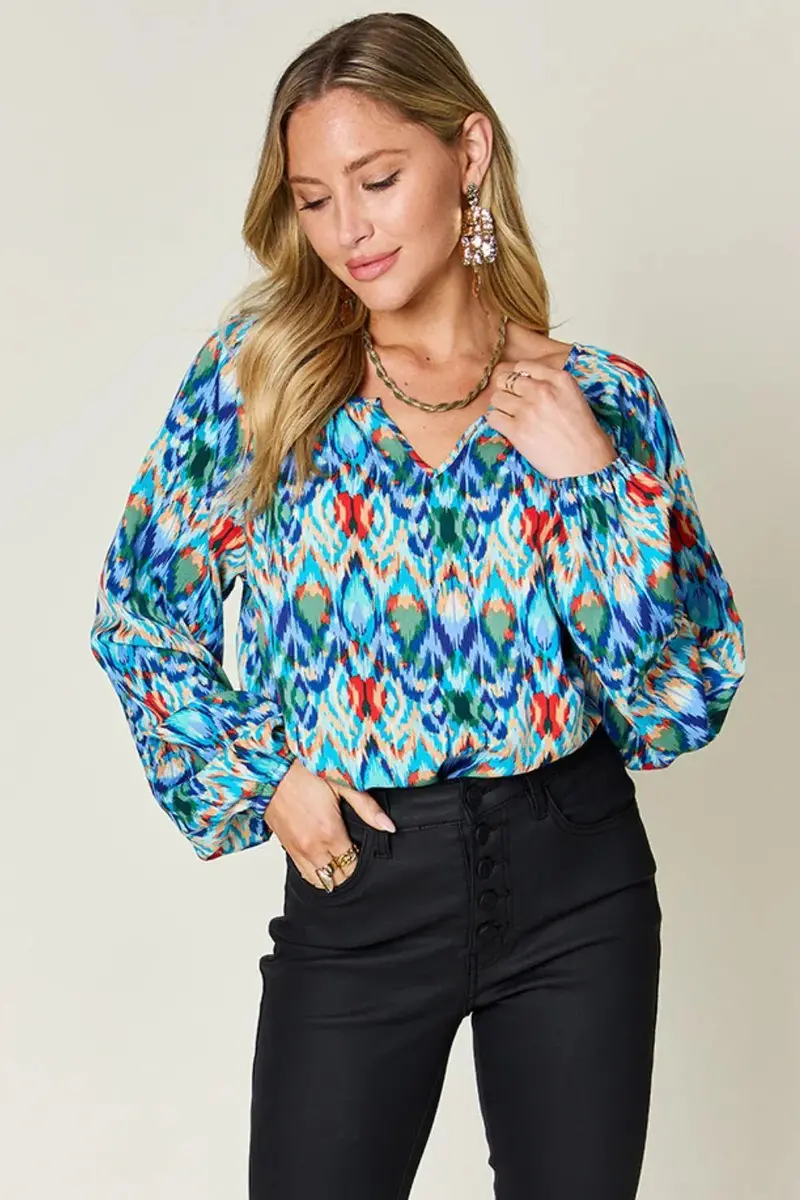 Printed Balloon Sleeve Blouse 1