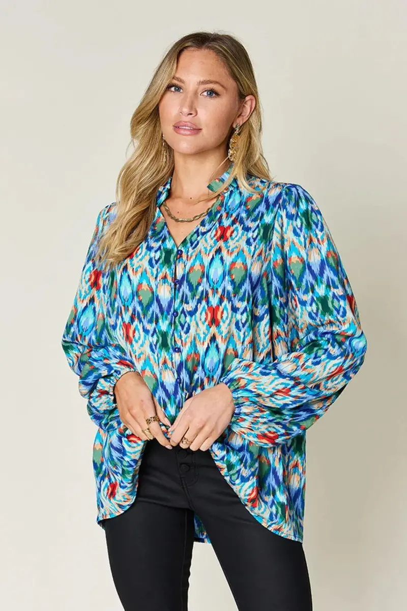 Printed Balloon Sleeve Blouse 1