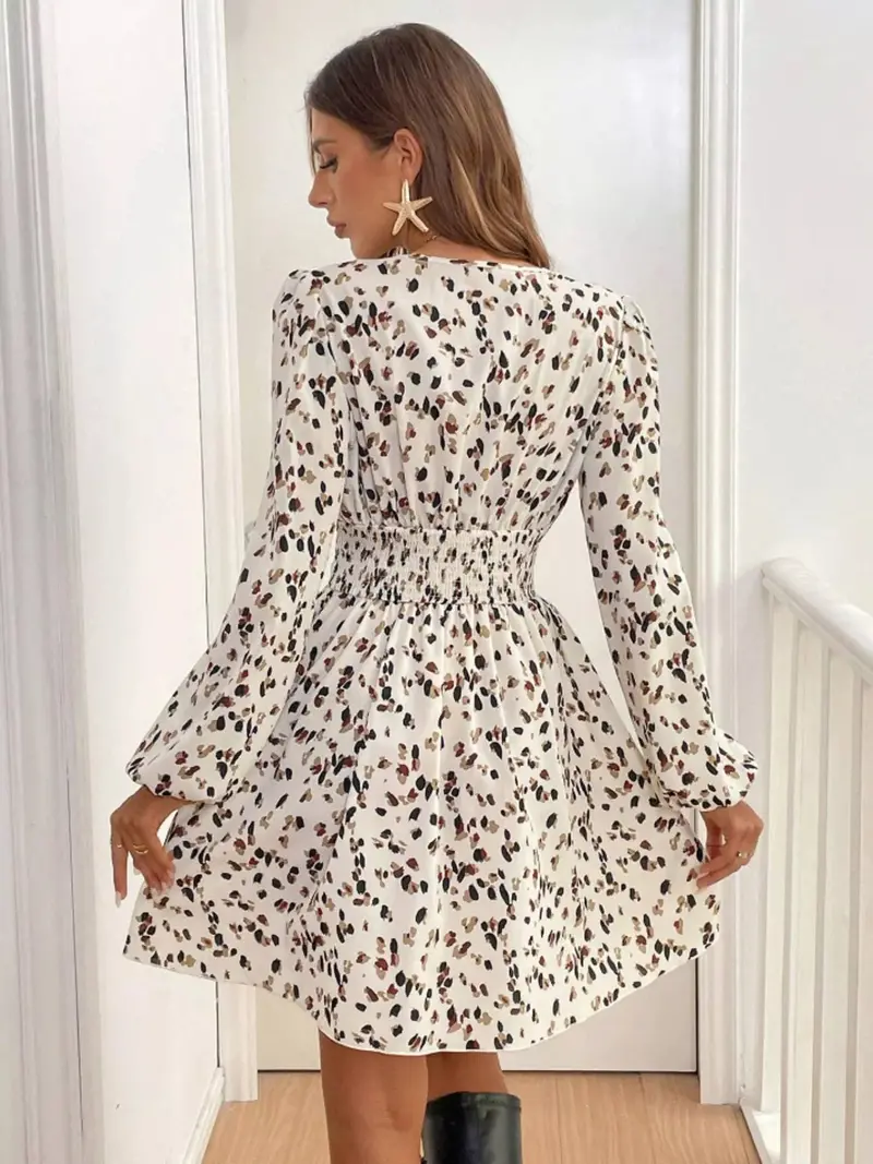 Printed Balloon Sleeve Mini Dress 10