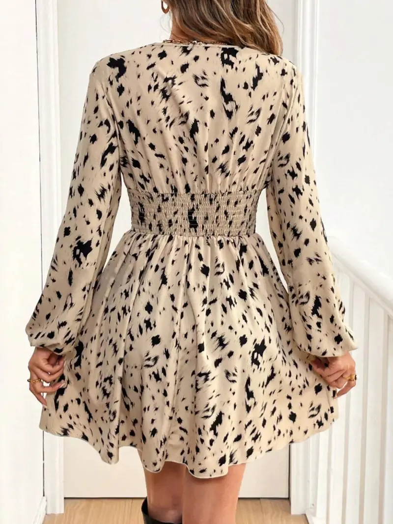 Printed Balloon Sleeve Mini Dress 2
