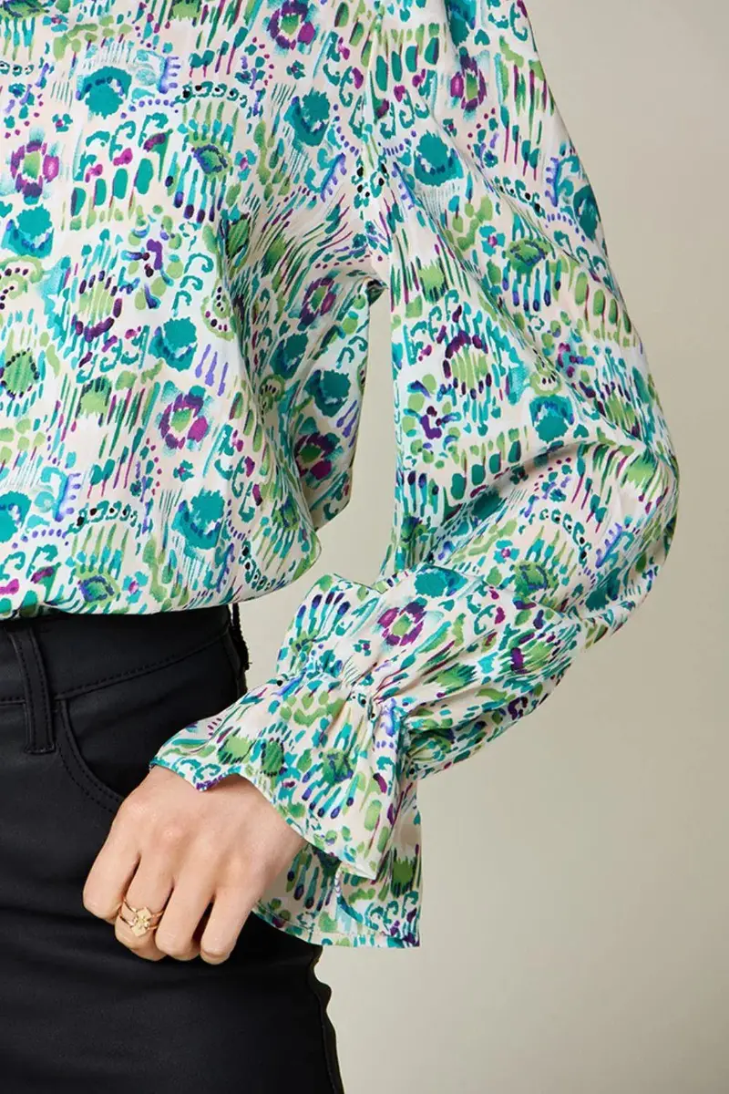 Printed Flounce Sleeve Blouse 10