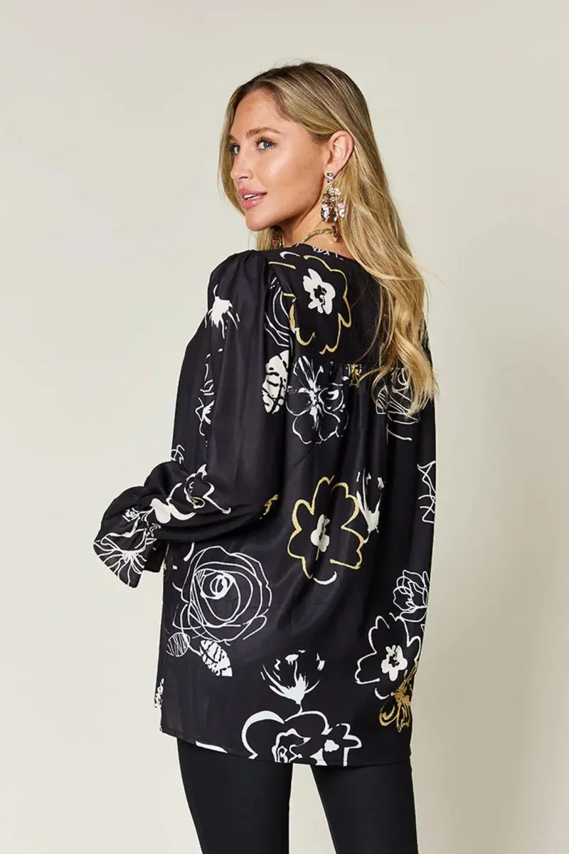 Printed Flounce Sleeve Blouse 3