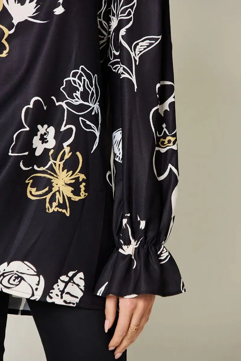 Printed Flounce Sleeve Blouse 4
