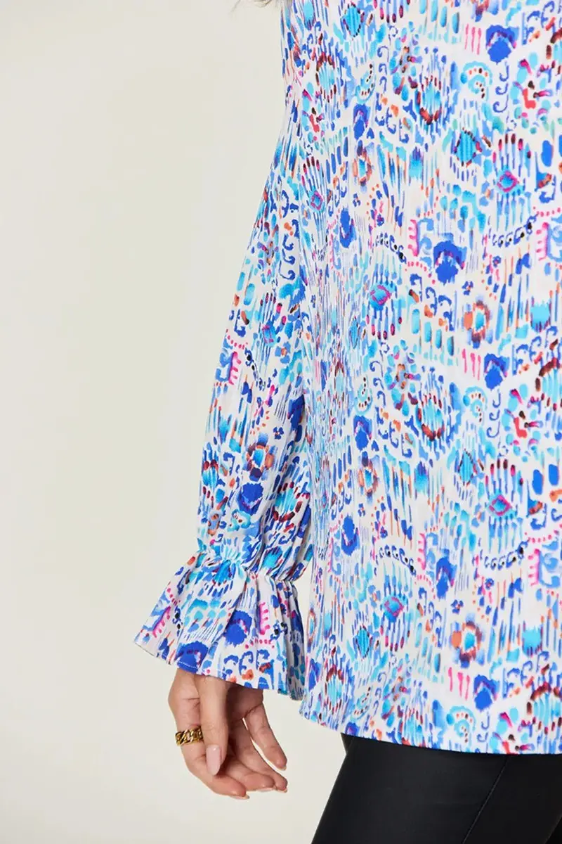 Printed Flounce Sleeve Blouse 5