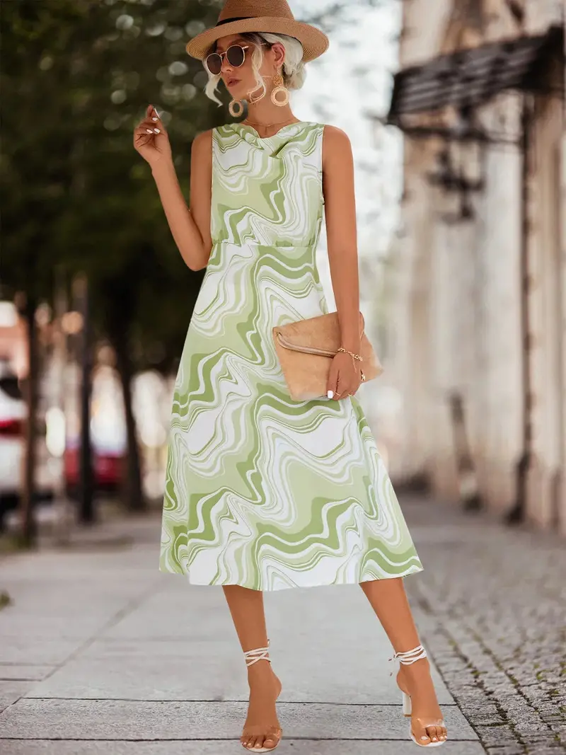 Printed Sleeveless Midi Dress 1