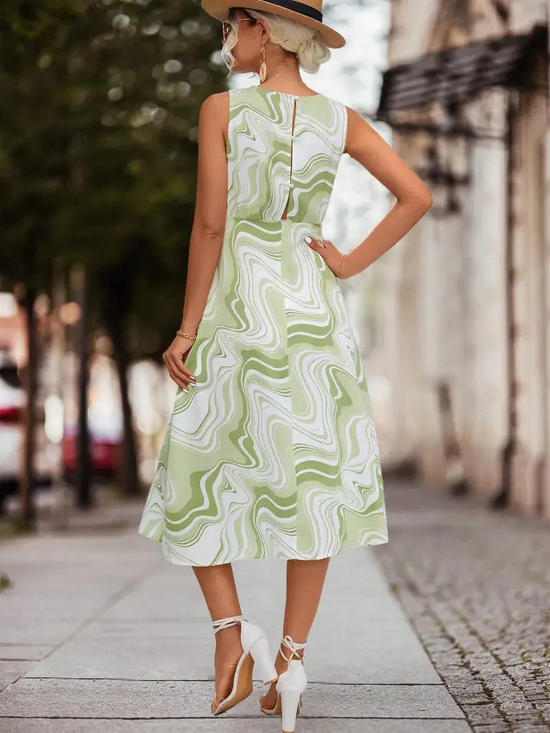 Printed Sleeveless Midi Dress 2