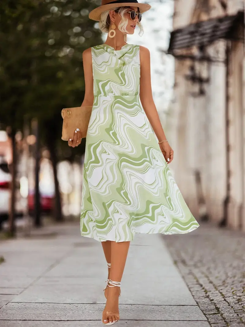 Printed Sleeveless Midi Dress 4