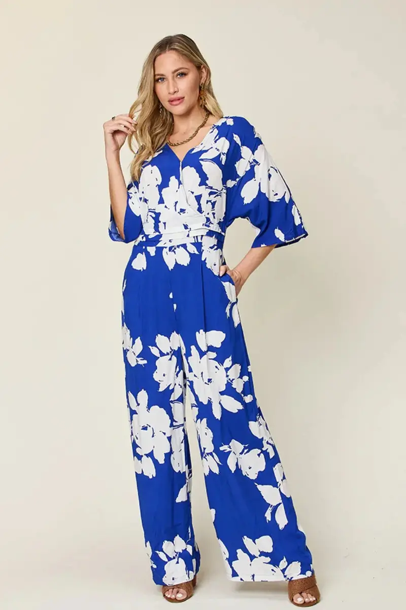 Printed Tie Back Wide Leg Jumpsuit 1