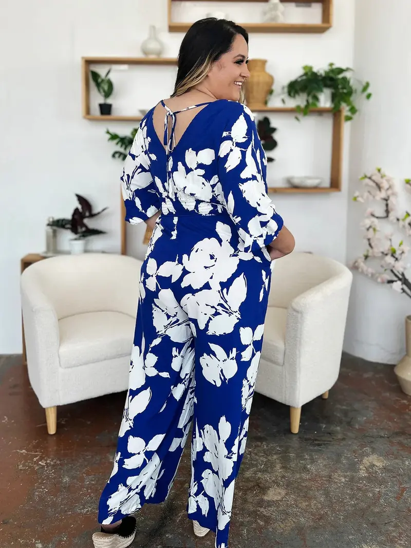 Printed Tie Back Wide Leg Jumpsuit 11