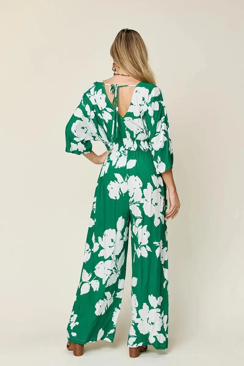 Printed Tie Back Wide Leg Jumpsuit 14