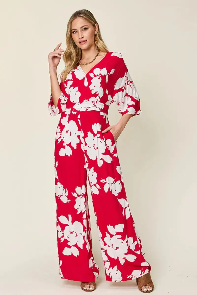 Printed Tie Back Wide Leg Jumpsuit 16