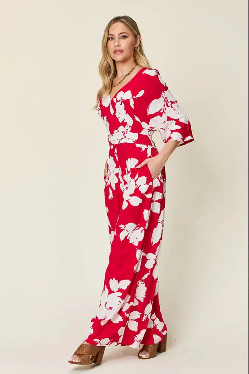 Printed Tie Back Wide Leg Jumpsuit 17