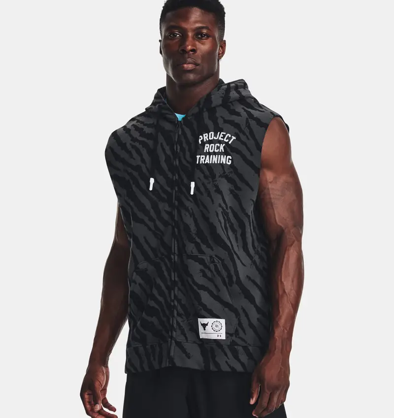 Project Rock Rival Fleece Printed Men's Sleeveless Full-Zip 1377444-001 1