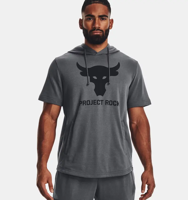 Project Rock Terry Men's Short Sleeve Hoodie 1377427-012 1