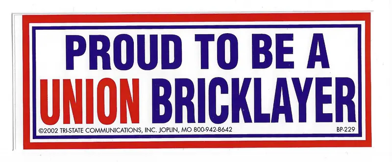 Proud To Be A Union Brick Layer Hard Hat Sticker #M27 1