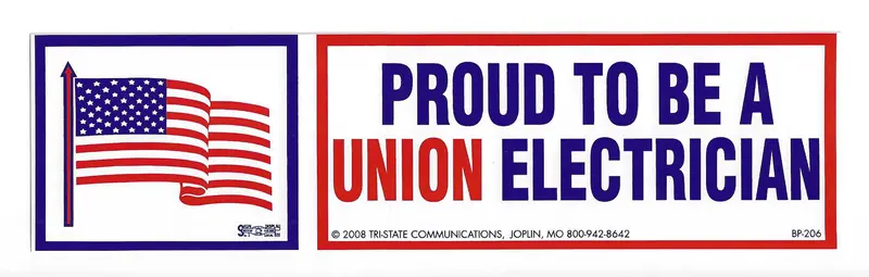 Proud To Be A Union Electrician Hard Hat Sticker 1