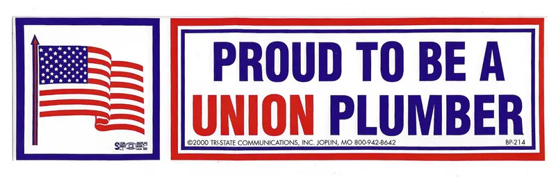 Proud To Be A Union Plumber Bumper Sticker #Bp-214-Pl 1