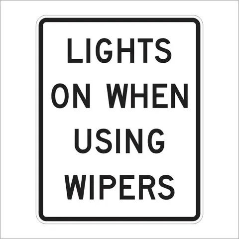 R16-5 Lights On When Using Wipers Sign 1