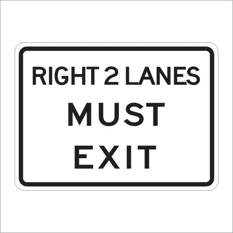 R18a (Ca) Right 2 Lanes Must Exit Sign 1