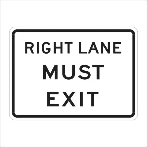 R18a (Ca) Right Lane Must Exit Sign 1