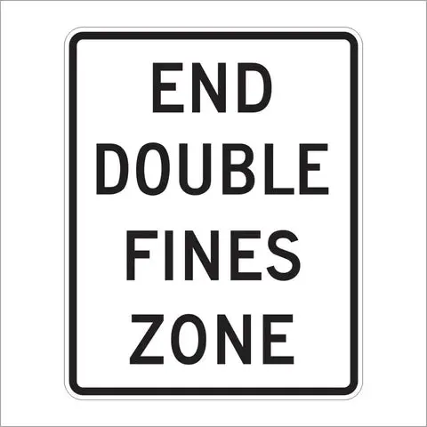 R2-11 End Double Fines Zone Sign 1