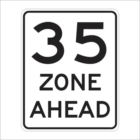 R2-4 (Ca) Speed Zone Ahead Sign 1