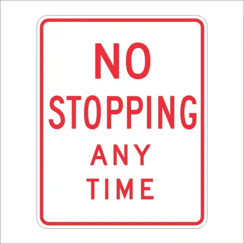 R26a (S)(Ca) No Stopping Any Time Sign 1