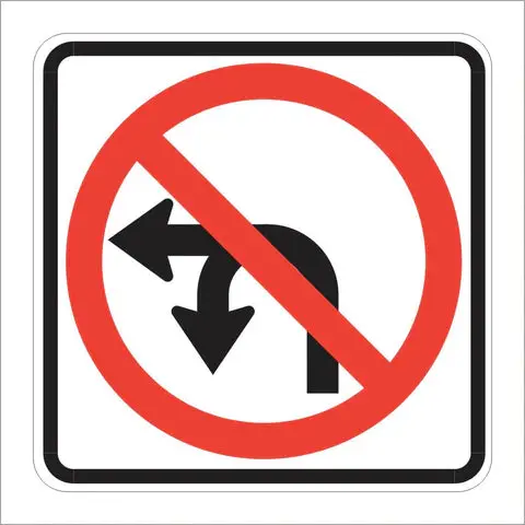 R3-18 No Left Or U Turn Sign 1