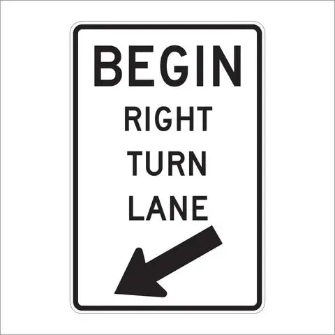 R3-20R Begin Right Turn Lane Sign 1