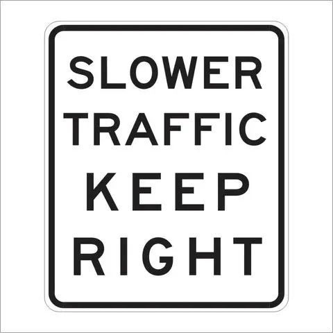 R3-4 Slower Traffic Keep Right Sign 1