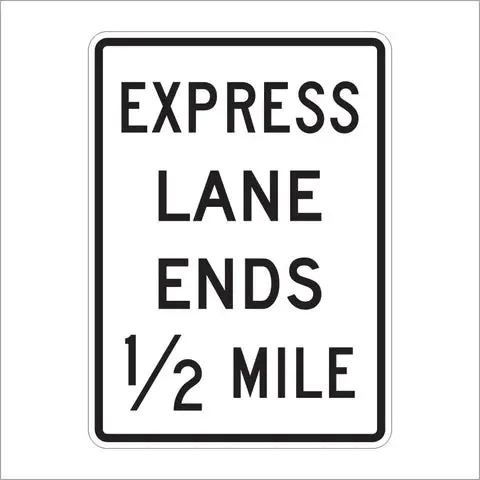 R3-42A Express Lane Ends 1/2 Mile Sign 1