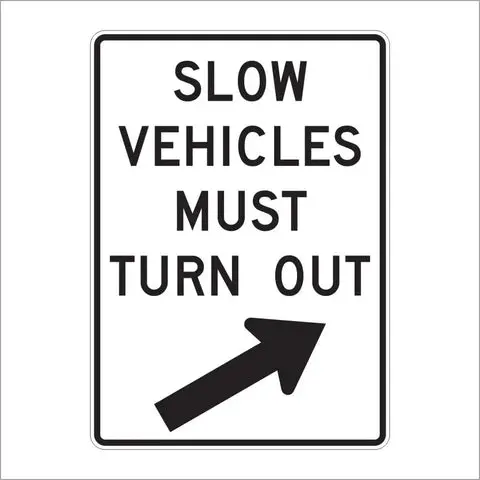 R4-14 Slow Vehicles Must Turn Out Sign 1