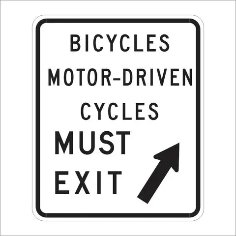 R44b (Ca) Bicycles Motor-Driven Cycles Must Exit Sign 1