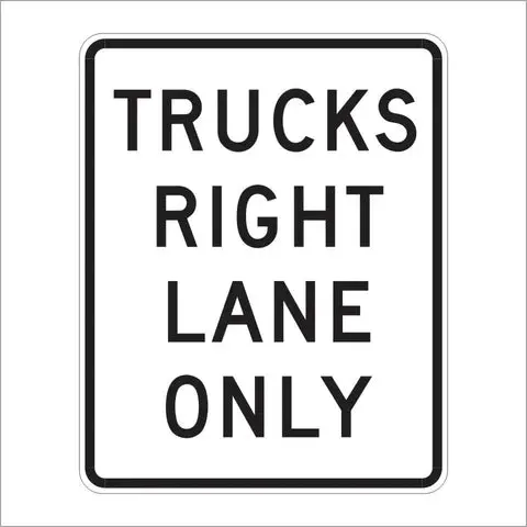 R53b (Ca) Trucks Right Lane Only Sign 1
