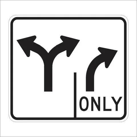 R61-11 (Ca) Double Lane Control Right Turn Only Sign 1