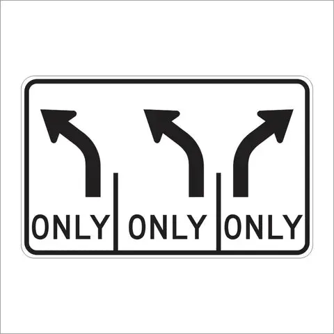 R61-13 (Ca) Triple Lane Control Left And Right Turn (Symbol) Sign 1