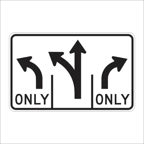 R61-15 (Ca) Triple Lane Control Left Straight And Right Sign 1