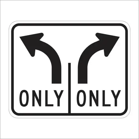 R61-19 (Ca) Double Lane Control Right And Left Turn (Symbol) Sign 1