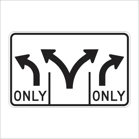 R61-26 (Ca) Triple Lane Control Left And Right Turn Sign 1