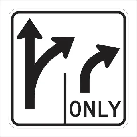 R61-3 (Ca) Double Lane Control Right Turn Only Sign 1