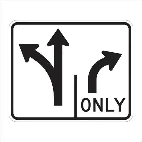 R61-7 (Ca) Double Lane Control Right Turn Only (Symbol) Sign 1