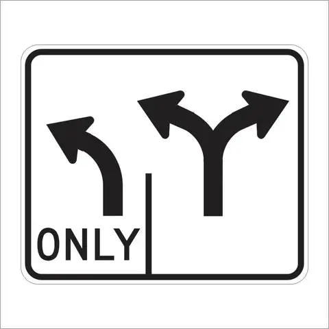 R61-9 (Ca) Double Lane Control Left And Right Turn Sign 1