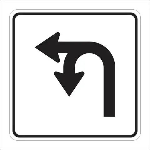 R73-2 (Ca) Left And U-Turn Arrow Sign 1