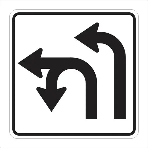 R73-5 (Ca) Double Lane Left Turn Or U-Turn Sign 1