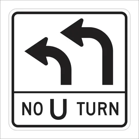 R73-6 (Ca) Double Left Lane Turn No U-Turn Sign 1